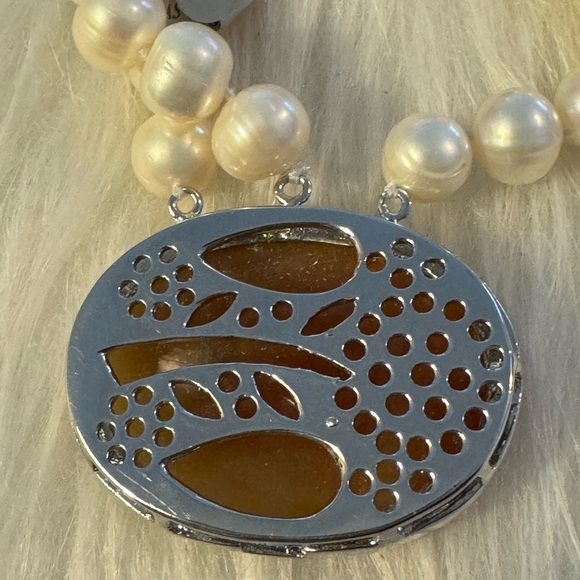 Alexandar Kalifno Natural Stone Necklace Genuine Pearls.   Tote P3 - Picture 5 of 5